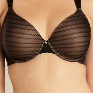 Natori Conceal Contour T-shirt Black Mesh Overlay Printed Bra Plus Size 38D